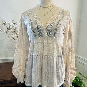 Moda International Knit Ivory Long Sleeve Top Small